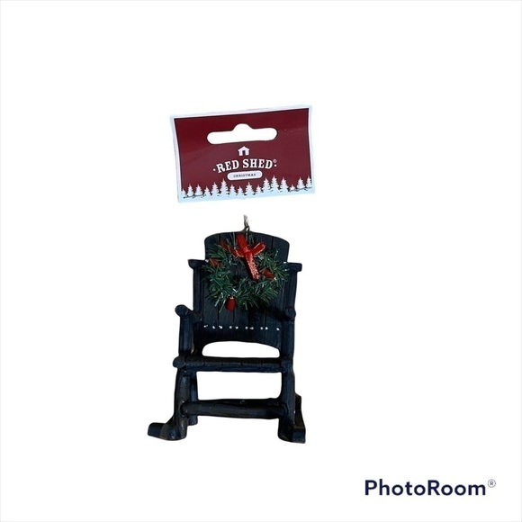 Red Shed Rocking Chair Christmas Ornament NWT Wreath - Picture 1 of 5